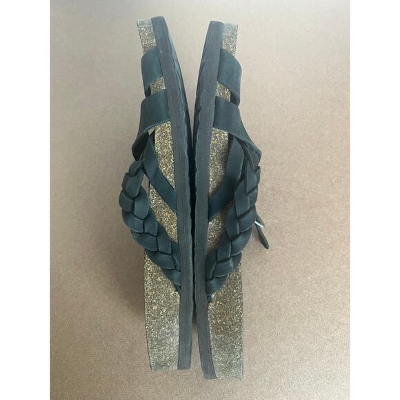 White Mountain Harrington Black Leather Buckle Footbed Slip On Sandals Sz 9M - Picture 5 of 11